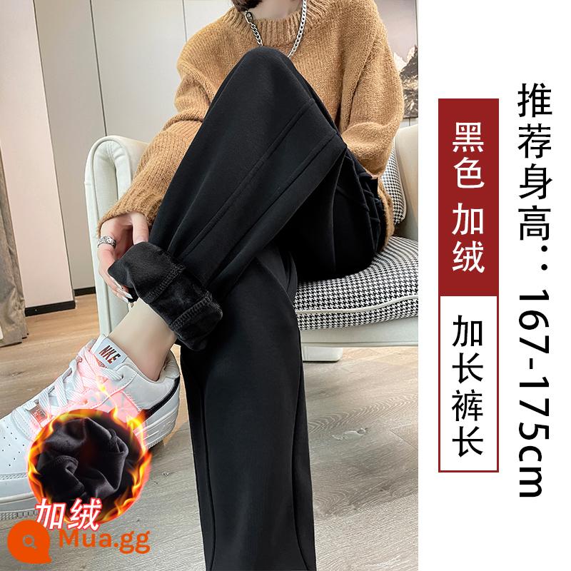 Quần legging màu đen dành cho nữ, xuân thu, dáng rộng và thon gọn, 2023 mới cỡ lớn cộng với nhung, quần cotton dày thường ngày mùa đông - Đen (mở rộng) cộng với nhung