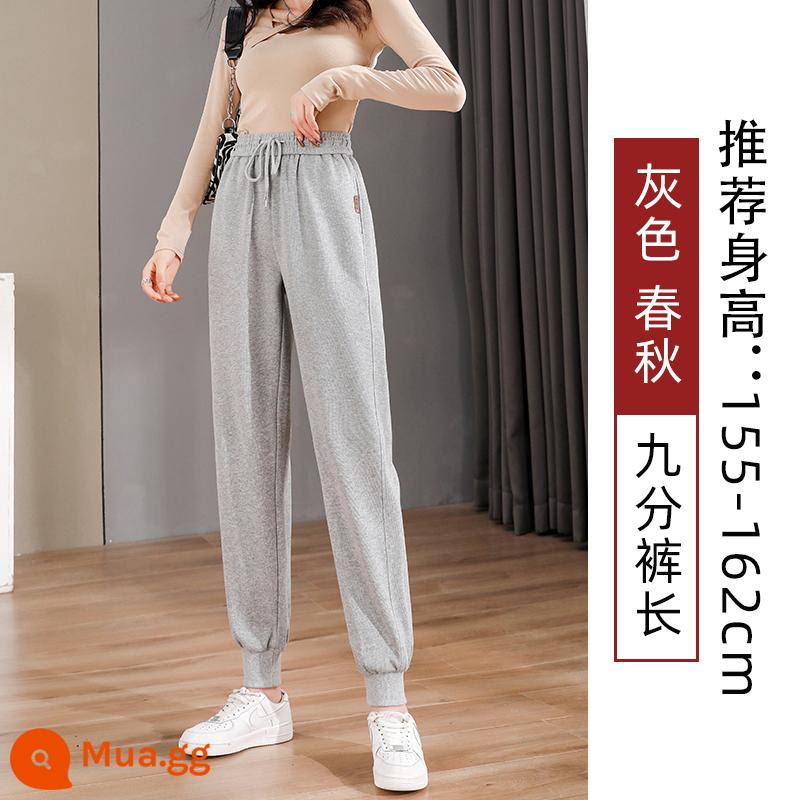 Quần legging màu đen dành cho nữ, xuân thu, dáng rộng và thon gọn, 2023 mới cỡ lớn cộng với nhung, quần cotton dày thường ngày mùa đông - Xám (Cửu Điểm) Xuân Thu