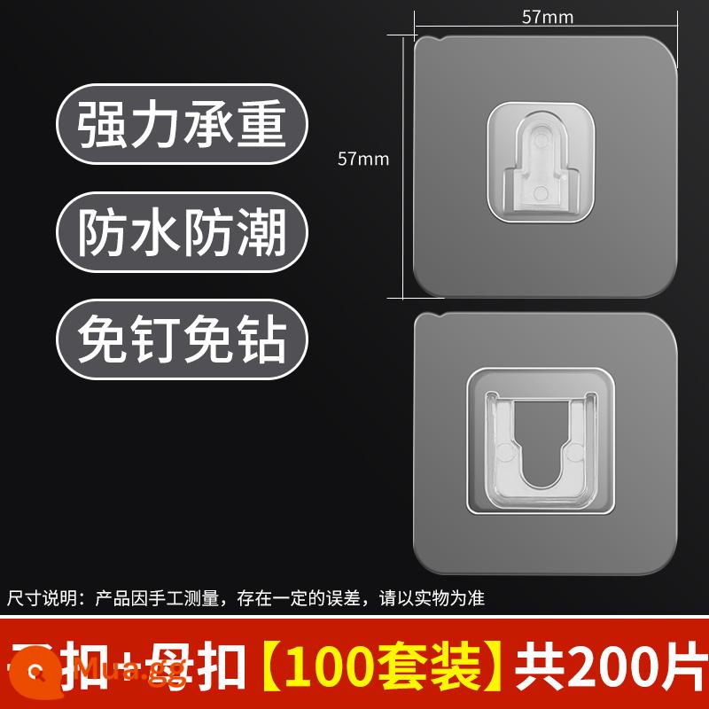 Giá đặt bộ định tuyến, hộp lưu trữ TV, treo tường, dưới bàn, ổ lưu trữ WiFi không cần đục lỗ, giá đỡ phích cắm theo dãy - 100 bộ nút bấm (100 lồi + 100 lõm)