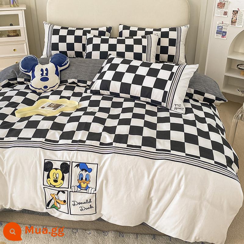 Hoạt Hình Disney Cotton Nguyên Chất 4 100 Cotton Bé Gái Trái Tim Giường Mùa Hè Vỏ Chăn Ký Túc Xá Giường 3 Bộ - Gia đình đáng yêu [bông]