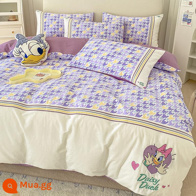 Hoạt Hình Disney Cotton Nguyên Chất 4 100 Cotton Bé Gái Trái Tim Giường Mùa Hè Vỏ Chăn Ký Túc Xá Giường 3 Bộ - Cúc Đáng Yêu [Cotton]