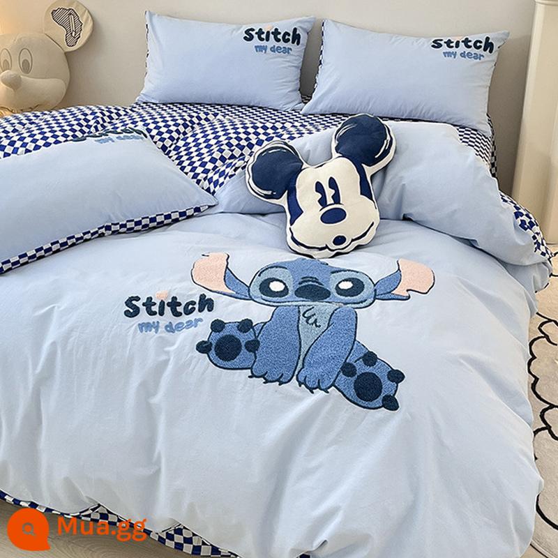 Hoạt Hình Disney Cotton Nguyên Chất 4 100 Cotton Bé Gái Trái Tim Giường Mùa Hè Vỏ Chăn Ký Túc Xá Giường 3 Bộ - Khâu [bông]