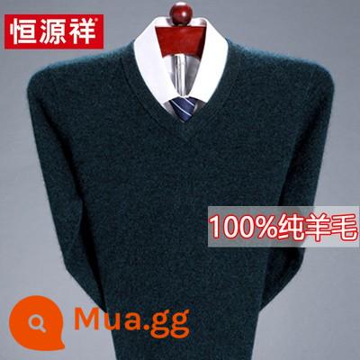 Áo len Henngyuan Xiangxiang nam 100%len nguyên chất Áo len dày Váy mùa đông Half -Cao cổ áo Midda -Midd - Cổ chữ V Hà Thanh