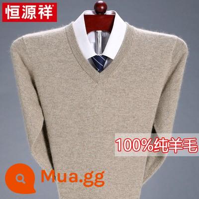 Áo len Henngyuan Xiangxiang nam 100%len nguyên chất Áo len dày Váy mùa đông Half -Cao cổ áo Midda -Midd - Lạc đà cổ chữ V