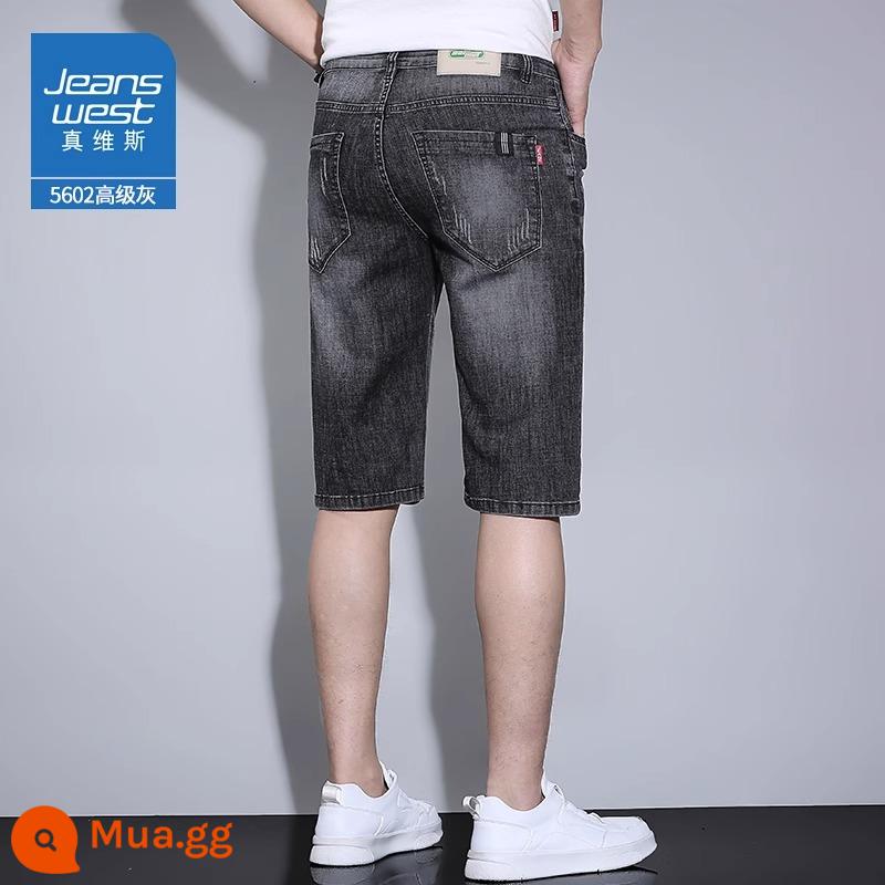 Jeanswest quần short denim nam mùa hè mỏng rộng co giãn năm điểm quần thẳng giản dị năm điểm quần ống túm nam - 5602 màu xám cao cấp