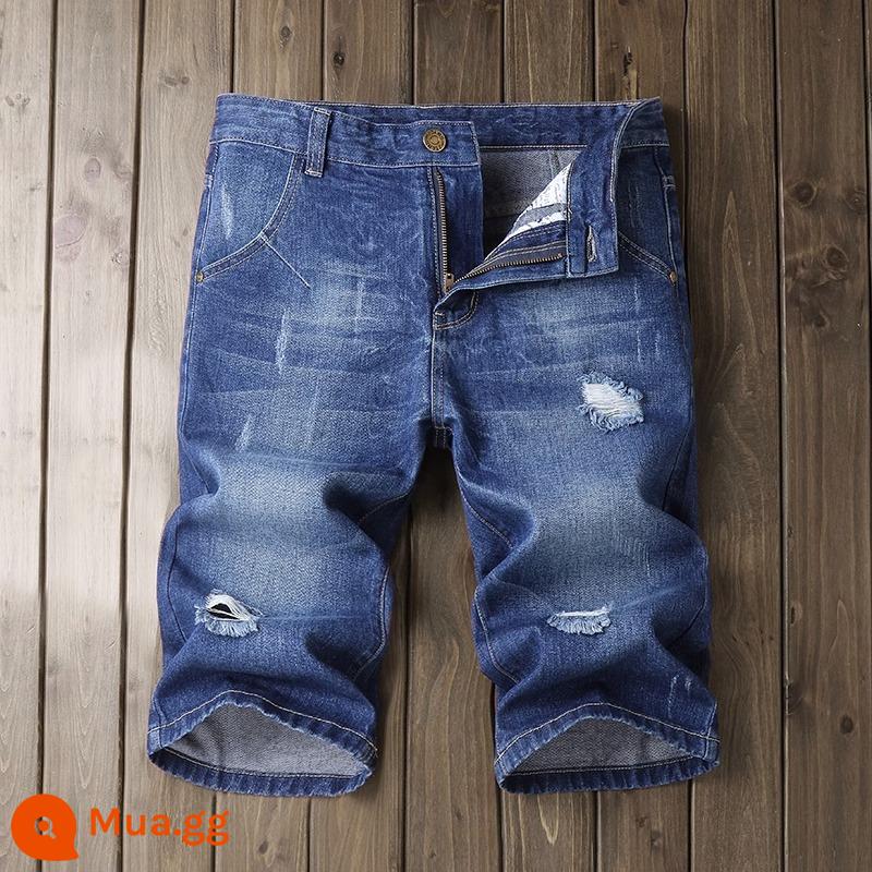 Jeanswest quần short denim nam mùa hè mỏng rộng co giãn năm điểm quần thẳng giản dị năm điểm quần ống túm nam - 8196 màu xanh