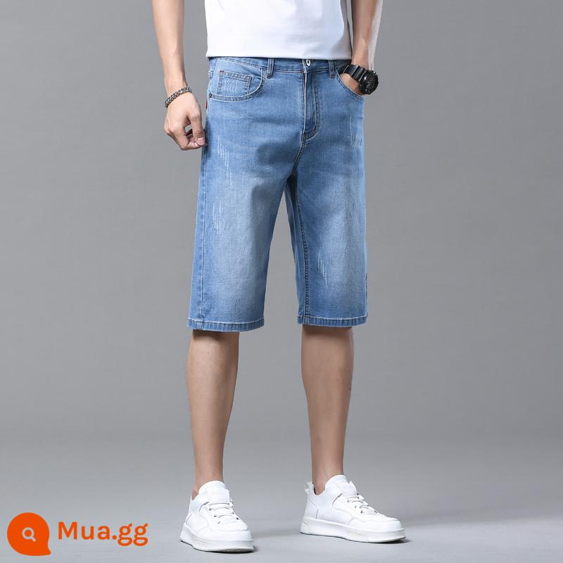 Jeanswest quần short denim nam mùa hè mỏng rộng co giãn năm điểm quần thẳng giản dị năm điểm quần ống túm nam - 5601 xanh nhạt