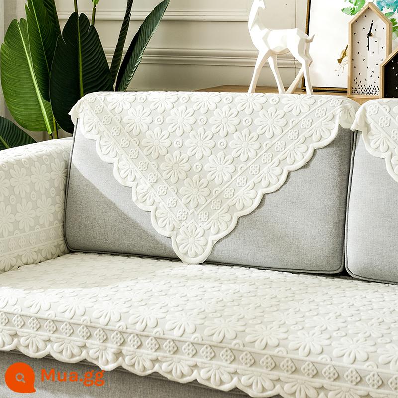 Ren Sofa Khăn Lưng Ghế Sofa Đệm Chống Trơn Trượt Bốn Mùa Đa Năng Khăn Trải Lưng Khăn Tay Ghế Sofa Vải Bọc - Gạo hướng dương trắng (chất lượng cao)