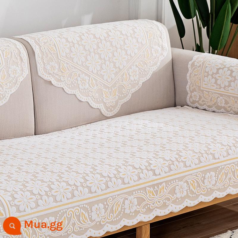 Ren sofa đệm vải sofa tựa lưng khăn tay vịn khăn bốn mùa phổ sofa khăn bọc vải đệm lưng khăn - hướng dương nhị sắc