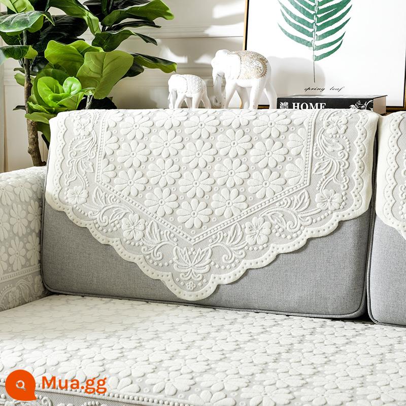 Ren Sofa Khăn Lưng Ghế Sofa Đệm Chống Trơn Trượt Bốn Mùa Đa Năng Khăn Trải Lưng Khăn Tay Ghế Sofa Vải Bọc - Cúc nhỏ màu trắng nhạt