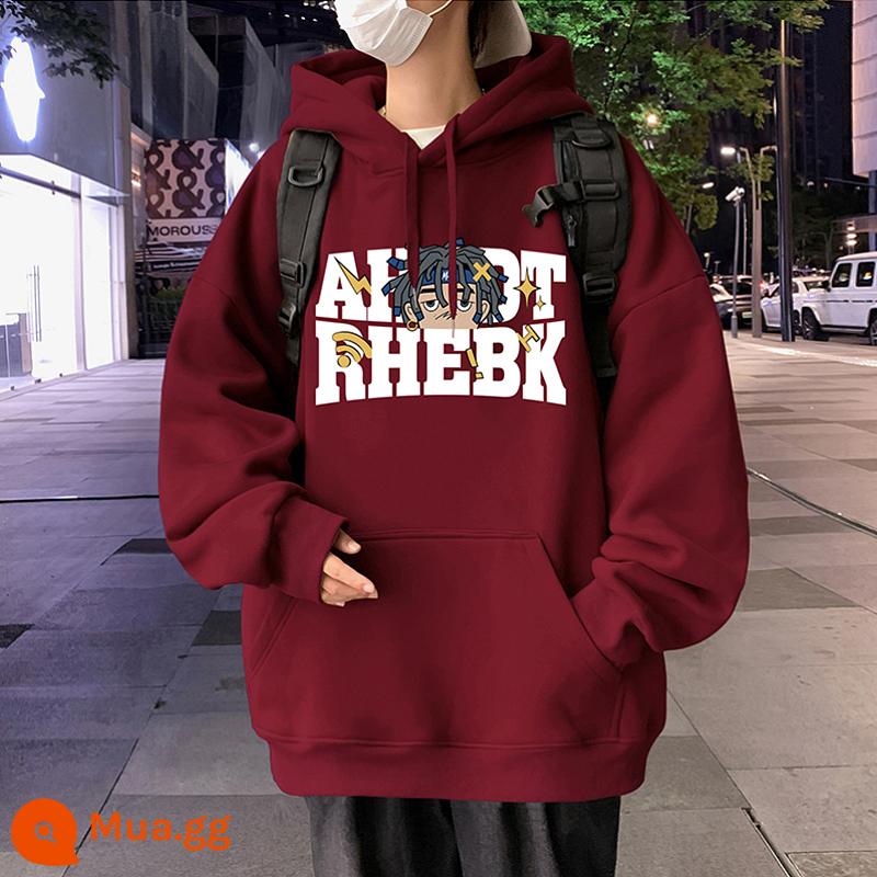 Xu hướng quốc gia áo nỉ có mũ rộng rãi cho nam mùa thu đông 2023 cặp đôi mới Áo hoodie chui đầu thương hiệu thời trang dành cho bé trai của Mỹ - rượu vang