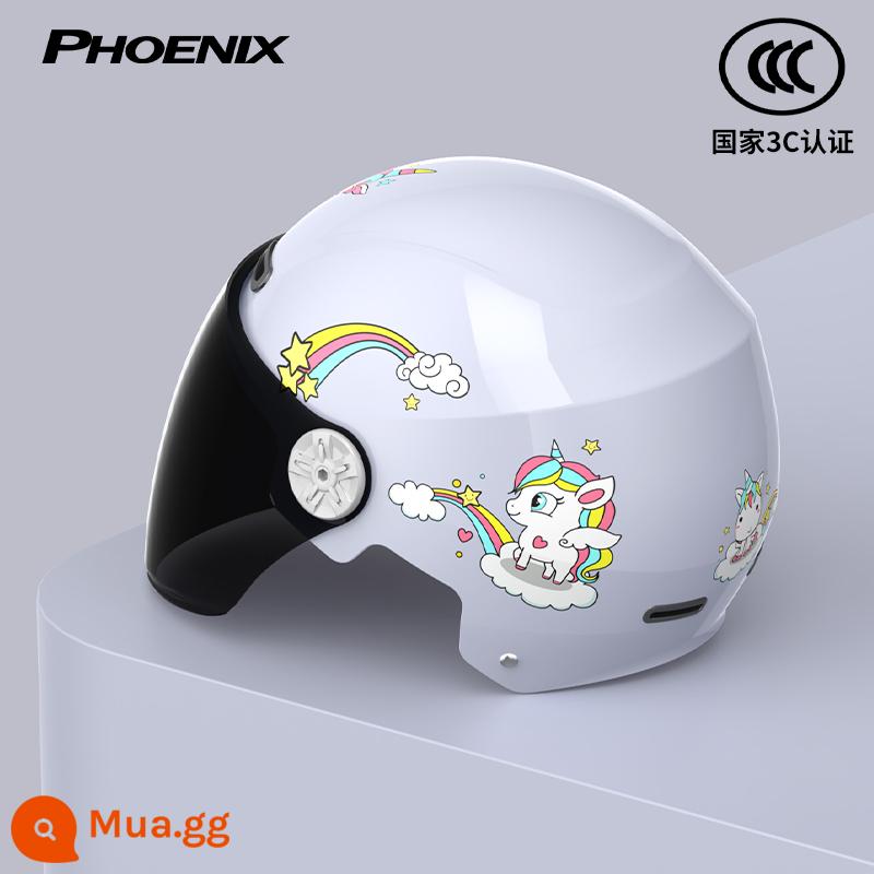 Phượng Hoàng 3C Chứng Nhận Xe Điện Mũ Bảo Hiểm Nam Nữ Bốn Mùa Pin Xe Máy Mũ Bảo Hiểm Đi Mùa Đông Mũ Bảo Hiểm Nửa - 3C Fantasy Horse [Kính râm dài] Mũ bảo hiểm cỡ nhỏ