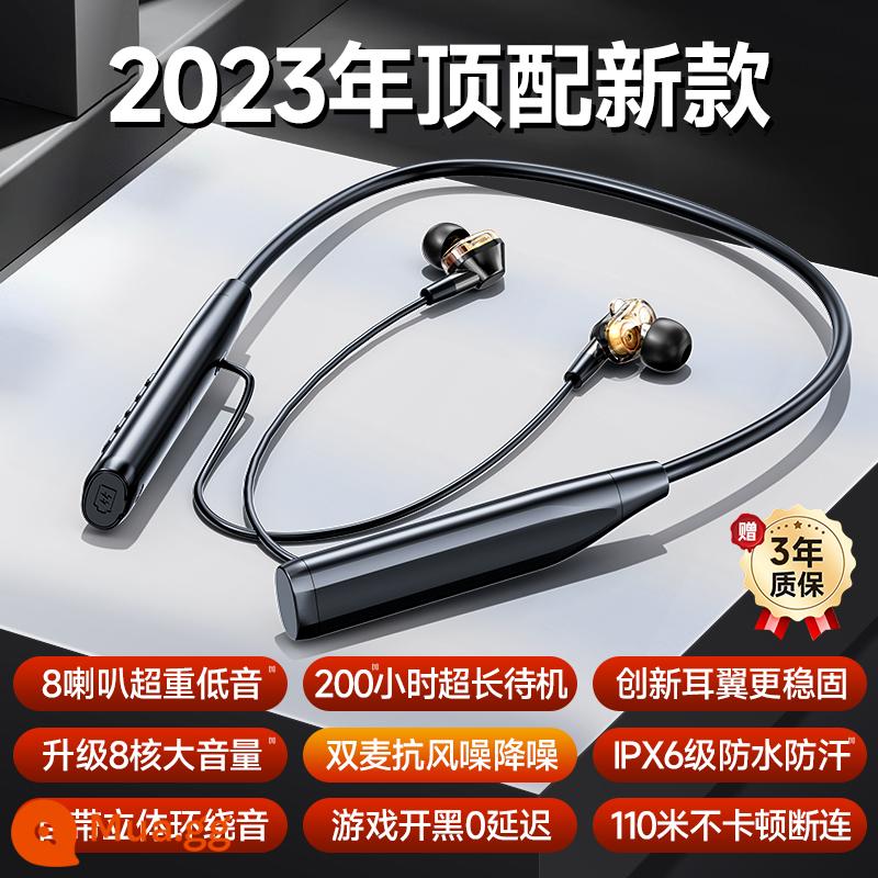 Tai nghe bluetooth thể thao đeo cổ running 2022 in-ear wireless cao cấp mới pin siêu dài cao cấp - Màu đen mát mẻ [8 loa hàng đầu với phong cách mới] cuộc gọi giảm tiếng ồn kỹ thuật số Bluetooth 5.2 mới