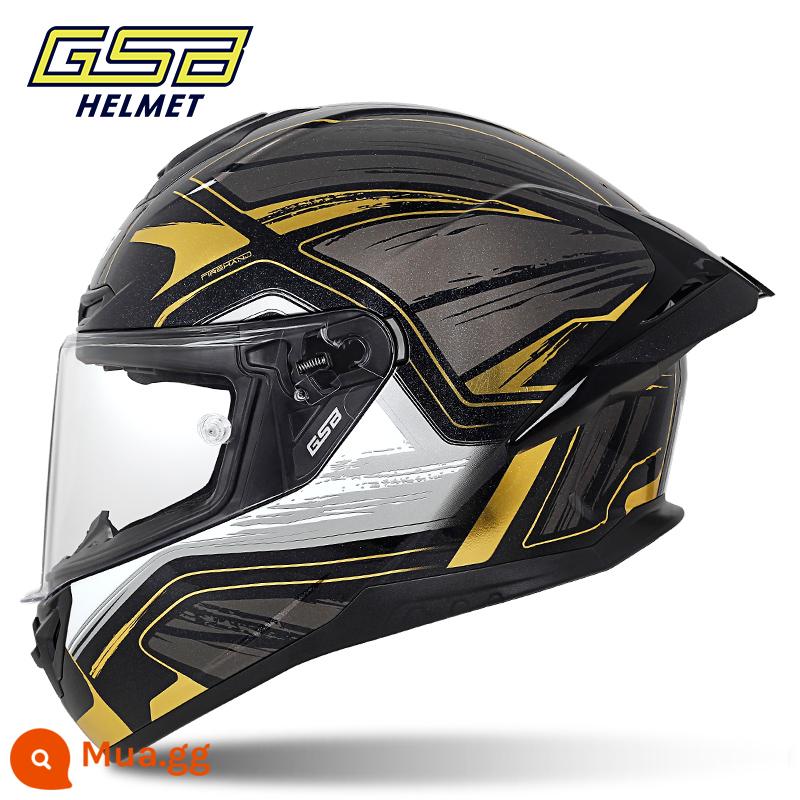 GSB Moto rcycle Mũ bảo hiểm Full Mũ bảo hiểm nam nữ Full-Bọc xe máy chống nắng Mũ bảo hiểm đi xe màu xám mũ bảo hiểm giải phóng mặt bằng - 361-GT Years Gold (cánh gió lớn phía sau)