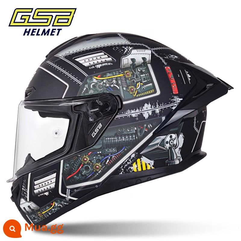 GSB Moto rcycle Mũ bảo hiểm Full Mũ bảo hiểm nam nữ Full-Bọc xe máy chống nắng Mũ bảo hiểm đi xe màu xám mũ bảo hiểm giải phóng mặt bằng - Viên nang không gian màu đen 361-GT (đuôi lớn)