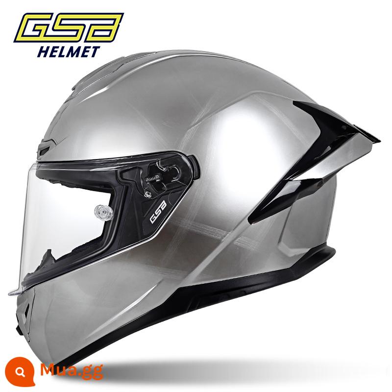 GSB Moto rcycle Mũ bảo hiểm Full Mũ bảo hiểm nam nữ Full-Bọc xe máy chống nắng Mũ bảo hiểm đi xe màu xám mũ bảo hiểm giải phóng mặt bằng - 361-GT mạ bạc (cánh sau lớn)