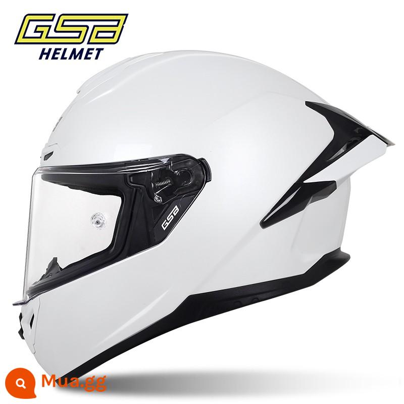 GSB Moto rcycle Mũ bảo hiểm Full Mũ bảo hiểm nam nữ Full-Bọc xe máy chống nắng Mũ bảo hiểm đi xe màu xám mũ bảo hiểm giải phóng mặt bằng - 361-GT màu trắng (cánh sau lớn) [hot style]