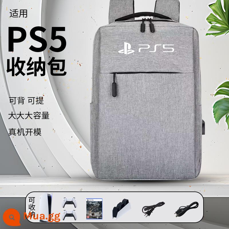 Túi lưu trữ Shengwei ps5 đeo vai PS5 Slim bảng điều khiển trò chơi ba lô tiện lợi Đế PS4 tay cầm đôi xách tay hộp đựng đĩa trò chơi túi ngủ túi che bụi hộp vỏ cứng đi mỏng - [LOGO trên cùng màu xám] Túi đựng PS5 ▏ sức chứa lớn ☆ ba lô