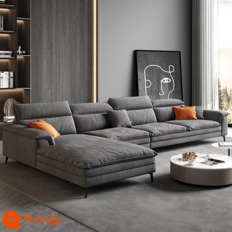 Ý tối giản công nghệ nhung cao su vải sofa căn hộ nhỏ nhà phòng khách hiện đại đơn giản thẳng hàng hoàng phi kết hợp - Màu xám cao cấp [Bảo hành cực kỳ dài]