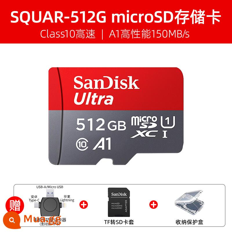 Thẻ nhớ SanDisk256g tốc độ cao thẻ tf 512g thẻ nhớ micro sd chuyển đổi máy chơi game thẻ 128g - Đầu đọc thẻ đa năng điện thoại di động 512G+