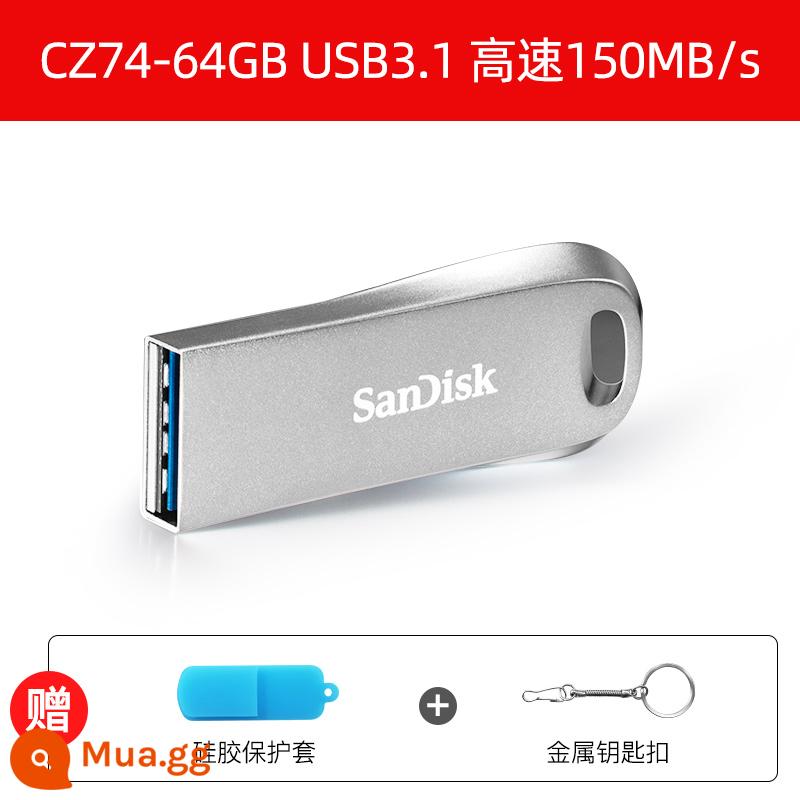 Ổ đĩa flash SanDisk 128g kim loại mã hóa USB flash drive 256g tốc độ cao CZ74 điện thoại di động máy tính xe đĩa U 64G tùy chỉnh OTG - CZ74-64G