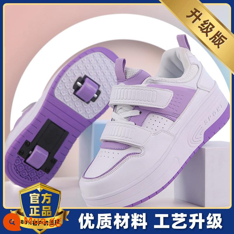 Bé Gái Heelys Mùa Xuân Thu 2024 Trẻ Em Mới Đôi Lăn Bé Gái Hợp Thời Trang Con Lớn Vô Hình Giày Trượt Patin - Trắng tím [mẫu nâng cấp]