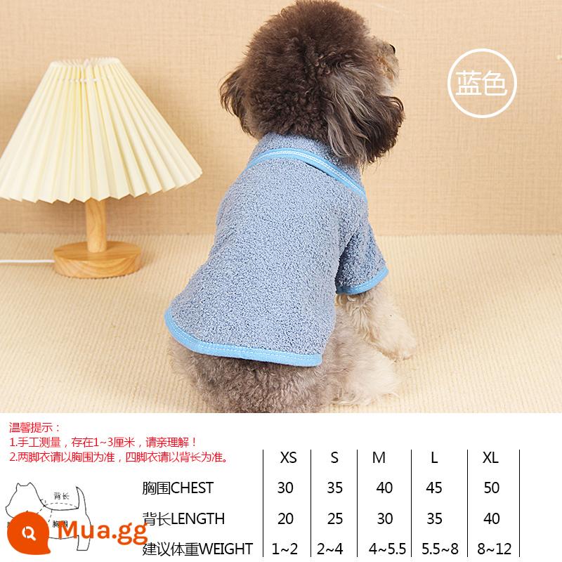 Quần áo cho chó Teddy mùa xuân và mùa thu quần áo bốn chân dày quần áo hai chân bichon pet chó nhỏ chó con cún con quần áo mùa thu đông - Áo khoác hai chân composite hai lớp màu xanh lam [giải phóng mặt bằng]