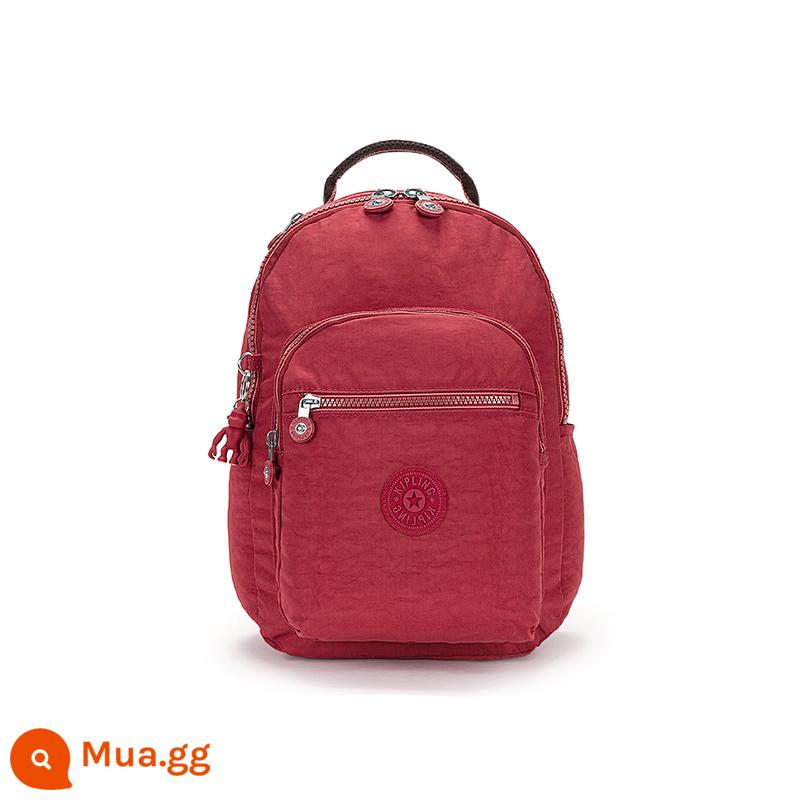 Kipling nữ mùa thu đông 2023 mới ba lô đi học sức chứa lớn ba lô túi đựng máy tính Dòng SEOUL - Ngọn lửa chữ S màu đỏ