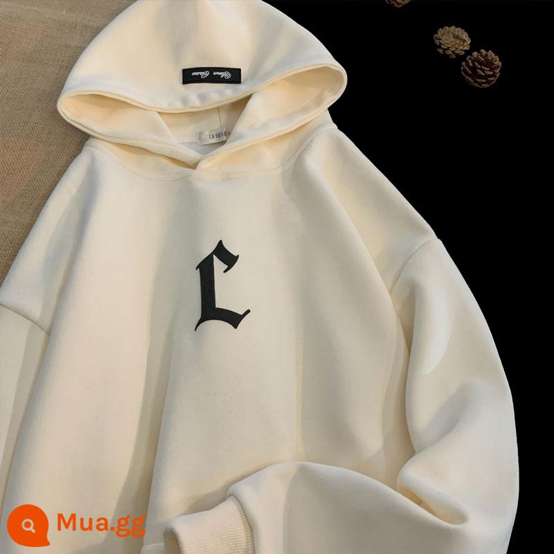 Nặng Hoodie Nam Thu Đông 2022 Mới Plus Nhung Dày Triều Thương Hiệu Cặp Đôi Mỹ Rung Cảm Áo Khoác Retro - quả mơ