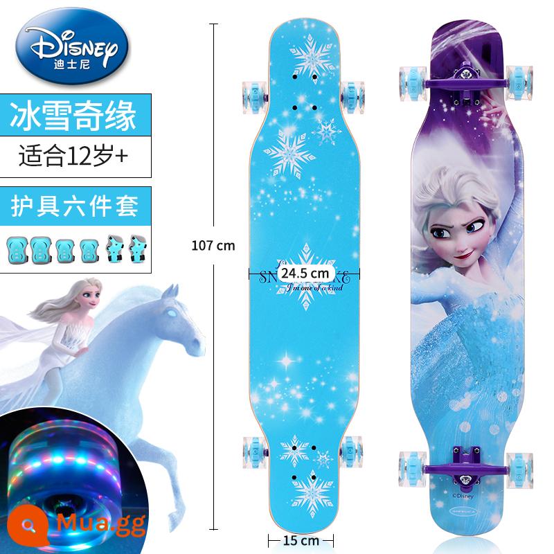 Disney dành cho trẻ em mới bắt đầu trượt ván đôi rocker bốn bánh bé trai và bé gái 3-6-12 tuổi Xe tay ga Aisha chuyên nghiệp - [Băng và tuyết 42 inch] 12 tuổi + / ván nhảy đường phố cỡ lớn + bộ đồ bảo hộ cho người mới bắt đầu