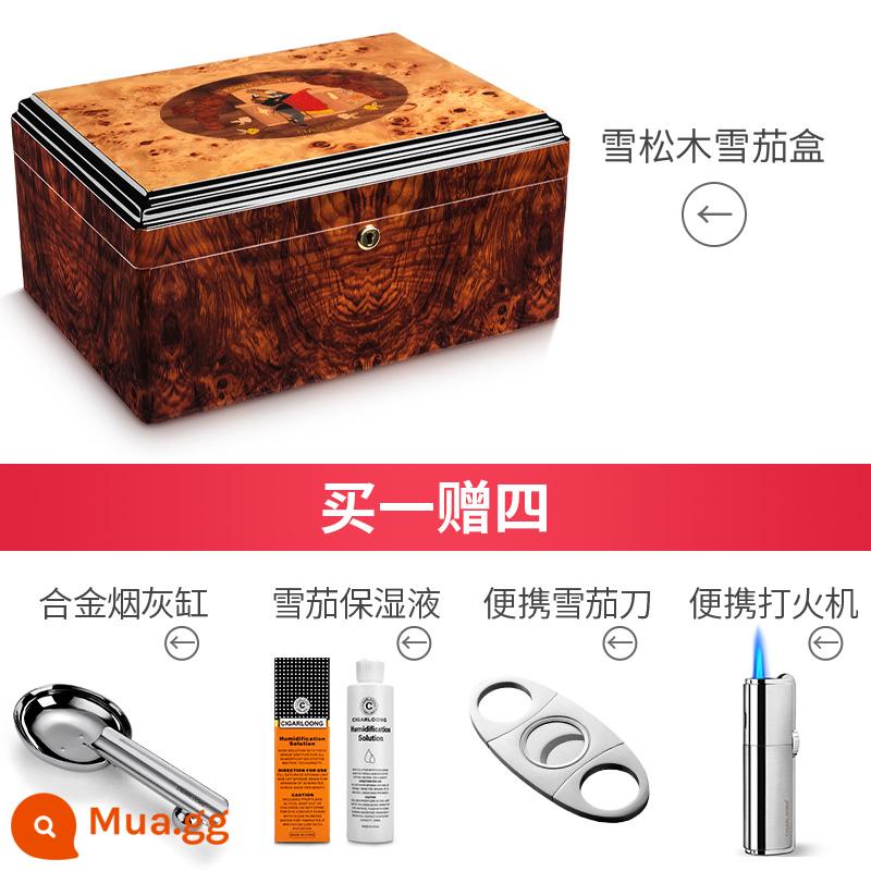 Hộp xì gà CIGARLOONG hộp giữ ẩm xì gà gỗ tuyết tùng hộp giữ ẩm xì gà tủ đựng xì gà - Màu tối cổ điển 50 miếng