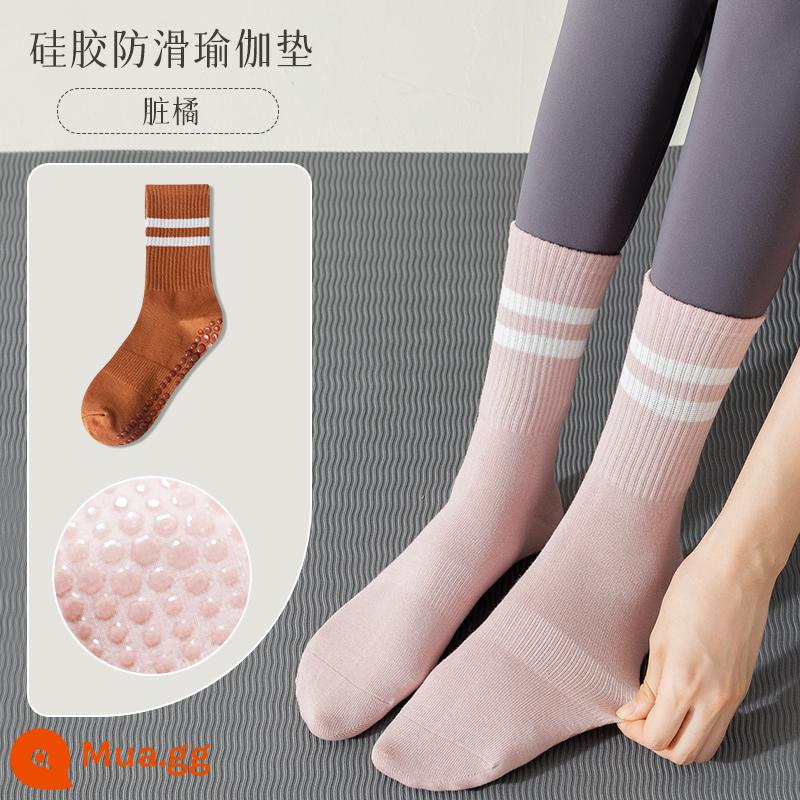 Tất Tập Yoga Nữ Giữa Ống Tất Cotton Thu Đông Thể Dục Khiêu Vũ Pilates Chuyên Nghiệp Chống Trơn Trượt Thể Thao Người Lớn Tầng tất - [1 cặp] Cam bẩn