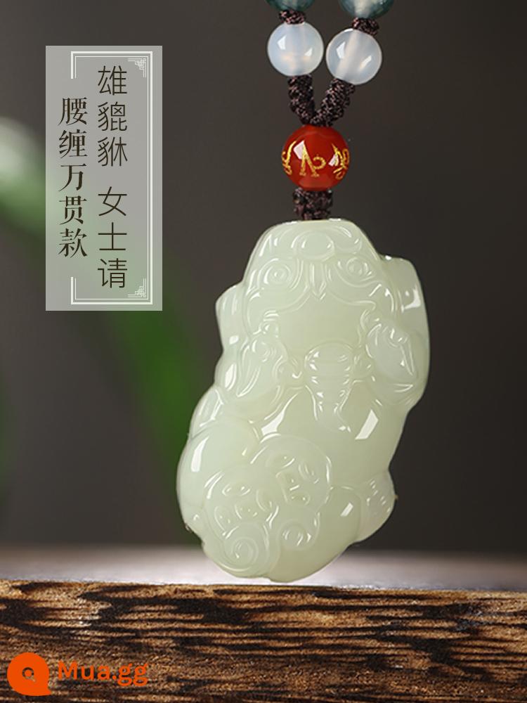 Hetian Jade Pixiu Mặt dây chuyền Vòng cổ nam và nữ Jade Piqiu Cặp đôi may mắn Overlord Tỳ hưu Mặt dây chuyền Jade Mặt dây chuyền Jade - Giàu tiền, Xiong Pixiu [Quý cô vui lòng]