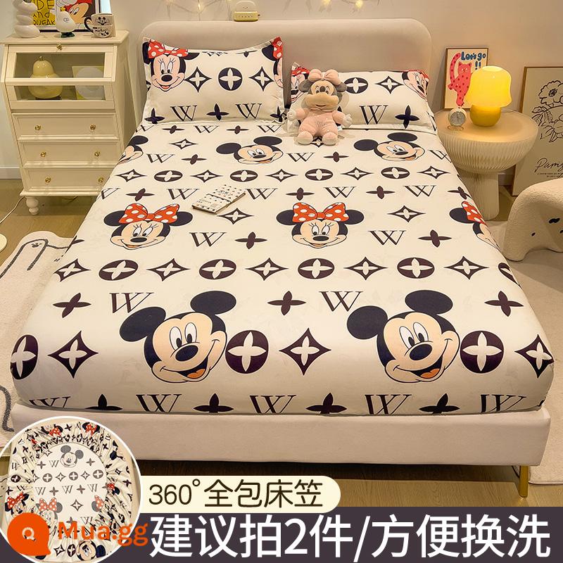 Disney Trang Bị Tấm Đơn Bộ Drap Giường 2023 Mới Giường Simmons Nệm Túi Ngủ Không Nguyên Chất Cotton Chăn Ga Gối - Mickey và Minnie [Ủy quyền chính hãng của Disney]