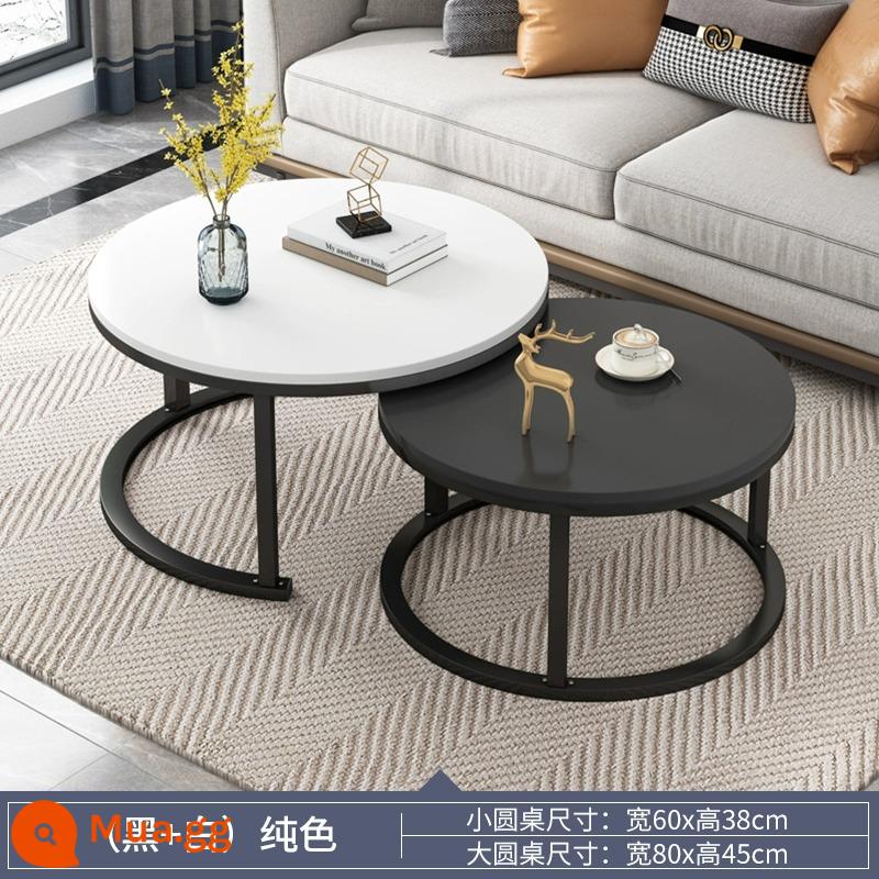 Bàn cà phê phòng khách nhà lưu trữ đơn giản sofa bảng phụ đơn giản hiện đại ánh sáng sang trọng lưới màu đỏ nhỏ bàn cà phê căn hộ nhỏ bàn - [Mẫu thiết kế] trắng 80CM + đen 60CM [khung đen]