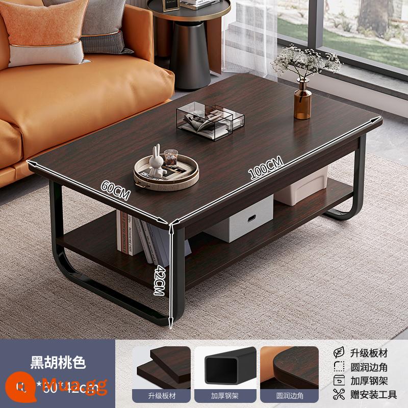 Bàn cà phê căn hộ nhỏ bàn cho thuê nhà đơn giản hiện đại tối giản sofa bên một vài phòng khách đơn giản bàn cà phê gia đình bàn trà - Gỗ óc chó đen Bắc Mỹ 100*60*42cm [chân khung thép dày]