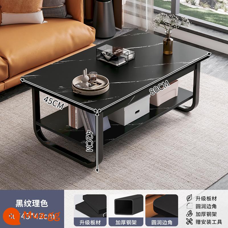 Bàn cà phê căn hộ nhỏ bàn cho thuê nhà đơn giản hiện đại tối giản sofa bên một vài phòng khách đơn giản bàn cà phê gia đình bàn trà - Hoa văn đá cẩm thạch đen 80*45*42cm [chân khung thép dày]