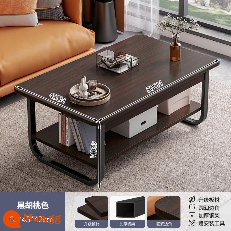 Bàn cà phê căn hộ nhỏ bàn cho thuê nhà đơn giản hiện đại tối giản sofa bên một vài phòng khách đơn giản bàn cà phê gia đình bàn trà - Gỗ óc chó đen Bắc Mỹ 80*45*42cm [chân thép dày]