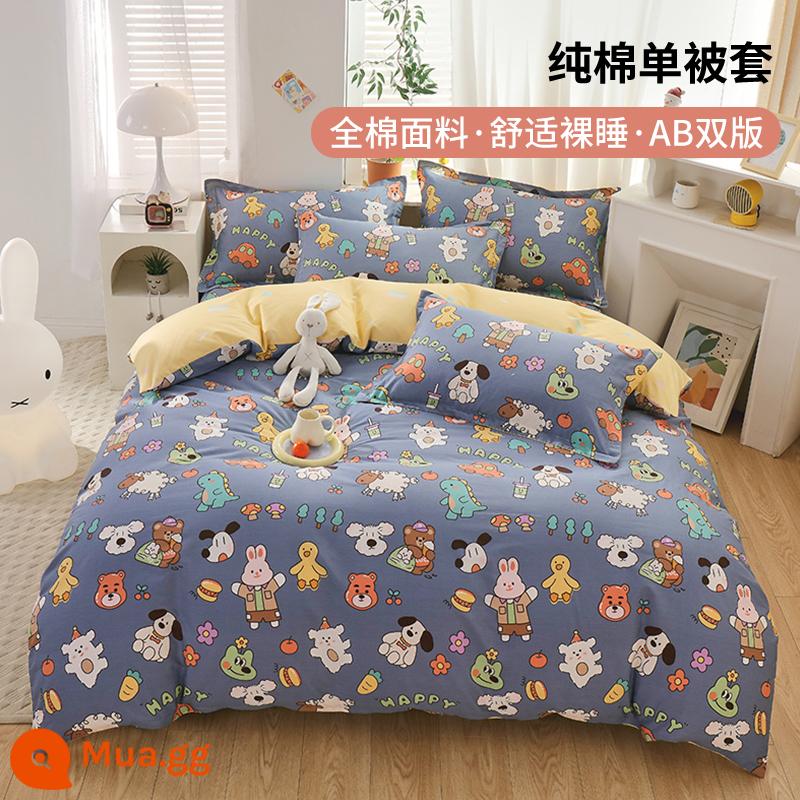 Hoạt hình dễ thương bông vỏ chăn cotton mảnh đơn ký túc xá sinh viên vỏ chăn đơn 150x200x230 tấm chăn 1.5 mét - Giờ Hạnh Phúc [Chất lượng bà mẹ và trẻ sơ sinh]