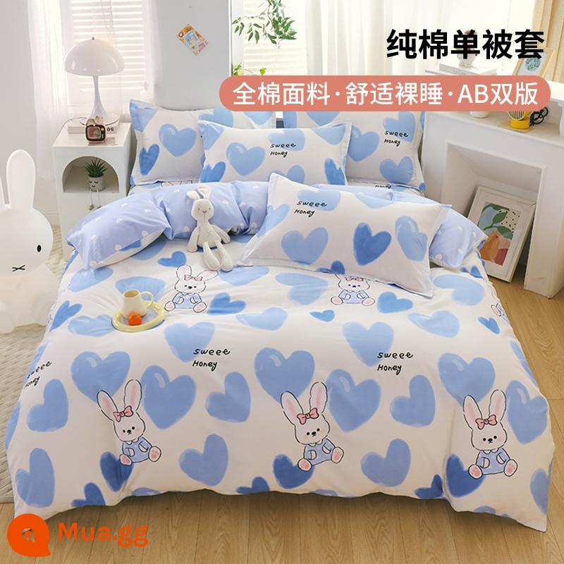 Hoạt hình dễ thương bông vỏ chăn cotton mảnh đơn ký túc xá sinh viên vỏ chăn đơn 150x200x230 tấm chăn 1.5 mét - Happy Rabbit [Chất lượng bà mẹ và trẻ sơ sinh]