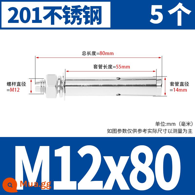 Vít mở rộng 6 mm vít mở rộng bên ngoài sắt mạ kẽm kéo vít nổ hoàn chỉnh ống mở rộng tiêu chuẩn quốc gia M8M10M12 - Chất liệu M12*80[5 miếng]201