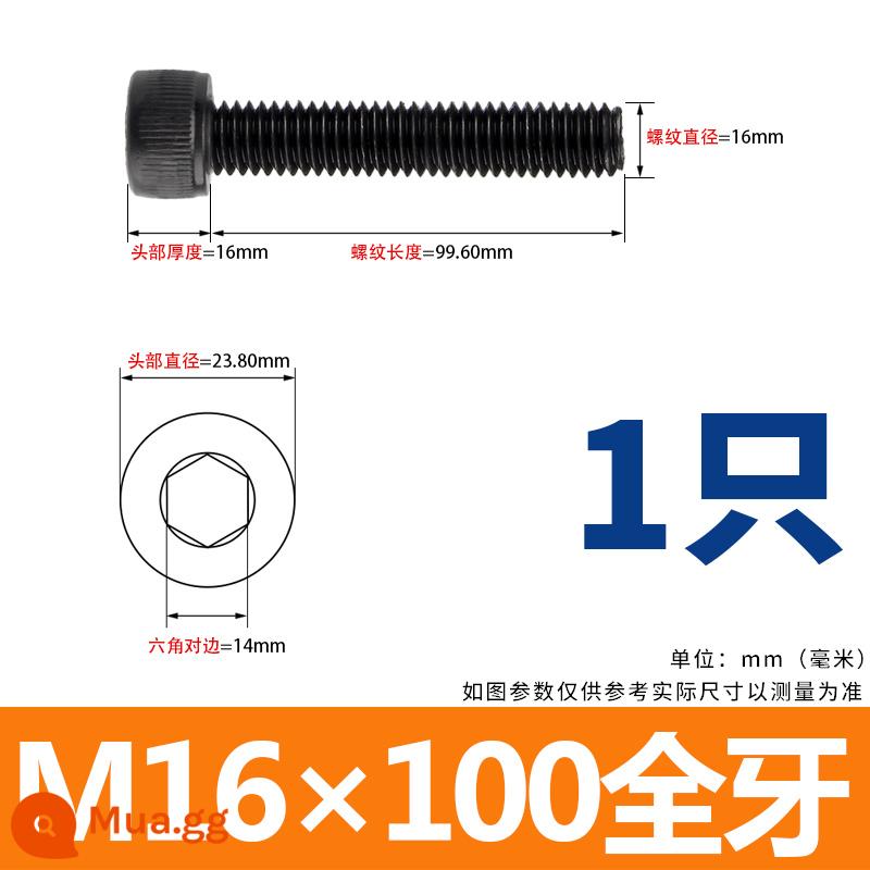 Vít lục giác cường độ cao cấp 12.9 Bu lông đầu hình trụ Vít đầu cốc M1.6M2M2.5M3M4M5M6M8 - M16x100 [1 cái]