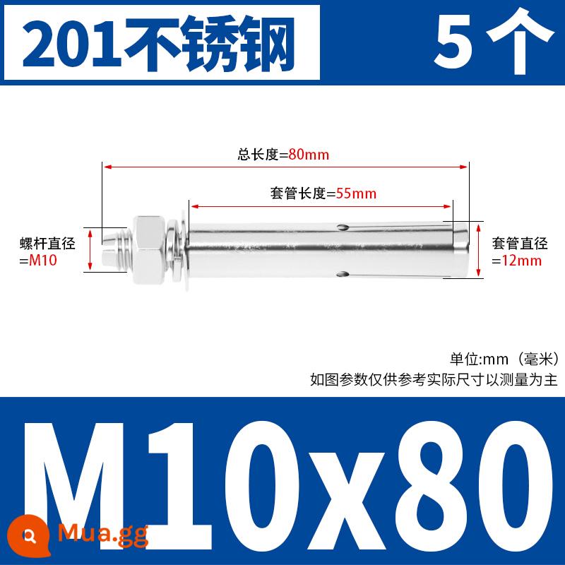 Vít mở rộng 6 mm vít mở rộng bên ngoài sắt mạ kẽm kéo vít nổ hoàn chỉnh ống mở rộng tiêu chuẩn quốc gia M8M10M12 - Chất liệu M10*80[5 miếng]201