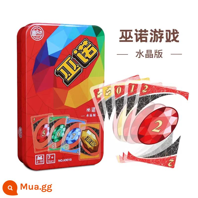 You Nuo board game thẻ phiên bản cao cấp chống thấm nước thẻ trò chơi chính hãng UN0 Uno dành cho người lớn thẻ tiệc thông thường O - Hộp sắt Wunuo chống nước [Phiên bản pha lê trong suốt]