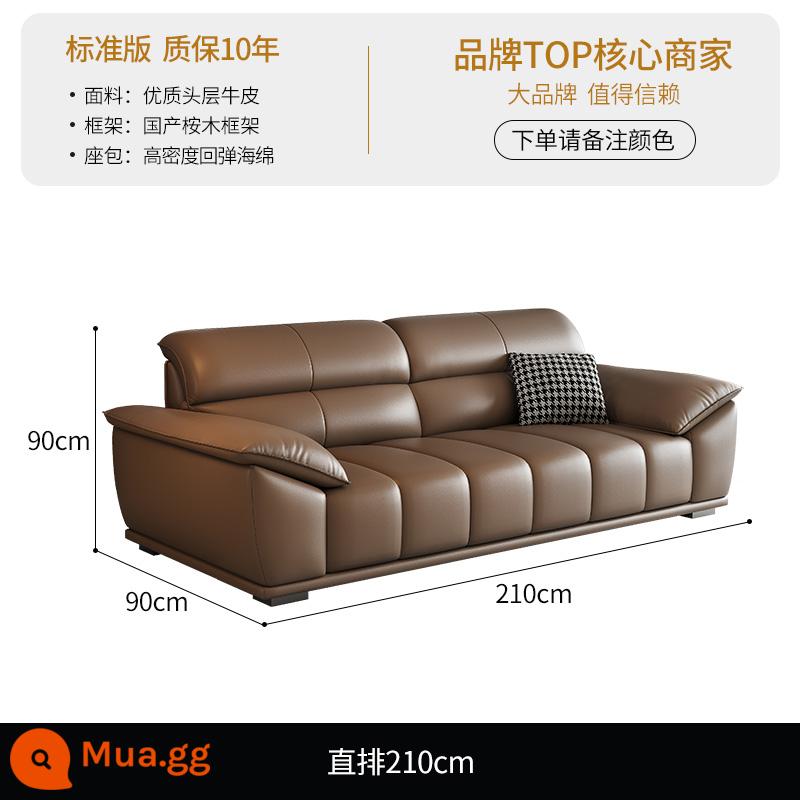 DDC Ý tối giản ghế sofa da kết hợp hiện đại đơn giản căn hộ nhỏ phòng khách phím đàn piano lớp trên ghế sofa da bò - [Phiên bản tiêu chuẩn - da bò dày lớp thứ nhất chất lượng cao] Hàng thẳng 2,1 mét