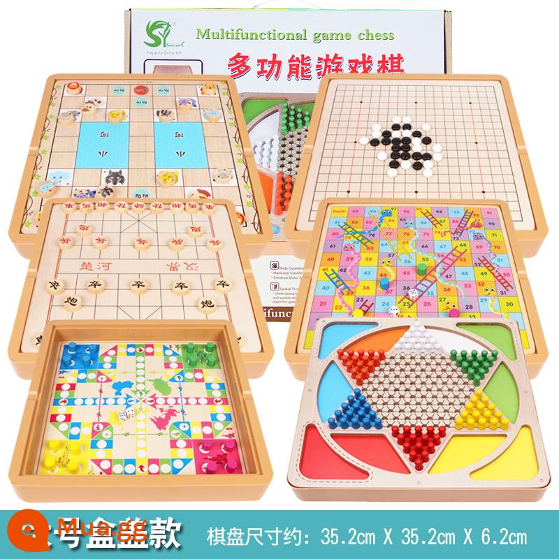 Go Chinese Chess Army Chess Backgammon Set Children's Checkers Học sinh Người mới bắt đầu Cờ vua Xếp hình Cờ vua - Lớn sáu trong một A: cờ đam + cờ bay + cờ thỏ cáo + cờ vua + cờ thú + cờ rắn trắng