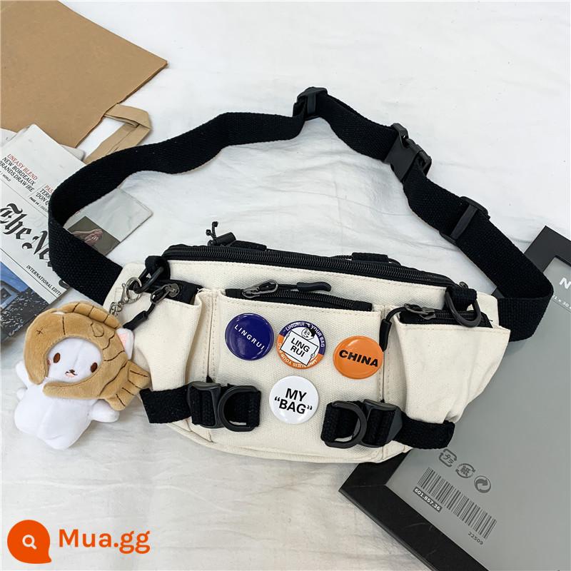 Túi Messenger hợp thời trang thương hiệu dành cho nam phù hợp với tất cả các trận đấu túi đeo ngực thông thường dụng cụ đơn giản túi thắt lưng inschel nhỏ túi đeo vai nữ Nhật Bản - Trắng [Mặt dây chuyền Taiyaki miễn phí + huy hiệu TL4]