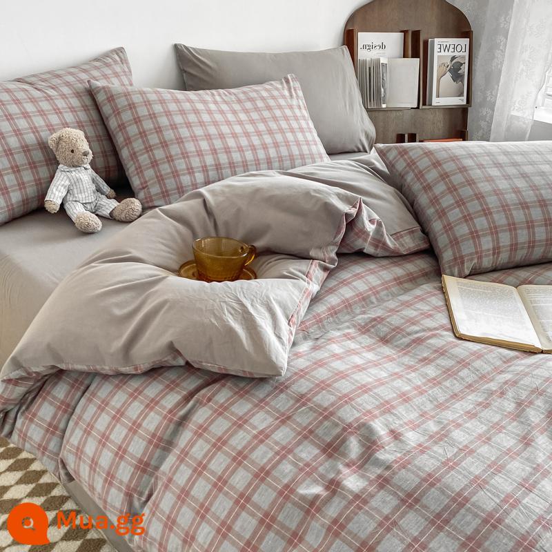 Cotton nguyên chất giặt cotton một mảnh vỏ chăn đơn ký túc xá 150x200 cotton đôi 200x230 mùa hè vỏ chăn mỏng - Hồng Mali