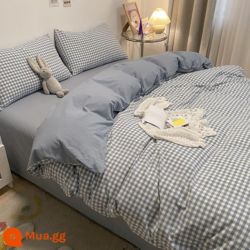 Cotton nguyên chất giặt cotton một mảnh vỏ chăn đơn ký túc xá 150x200 cotton đôi 200x230 mùa hè vỏ chăn mỏng - Lam Tiểu Ca