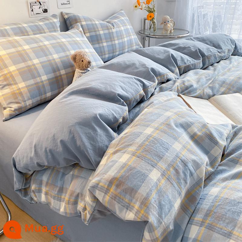 Chăn bông đã giặt vỏ chăn đơn mảnh 200x230 bông cotton nguyên chất 150x200 ký túc xá đơn chải ga trải giường chăn ga trải giường - Jane Xilan